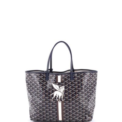 Бывшая в употреблении сумка Goyard PM Saint Louis Tote с принтом на холсте с покрытием синего цвета