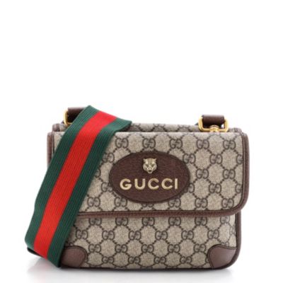 Бывший в употреблении Gucci Small Neo Vintage Flap Messenger GG - Холст с покрытием коричневого цвета