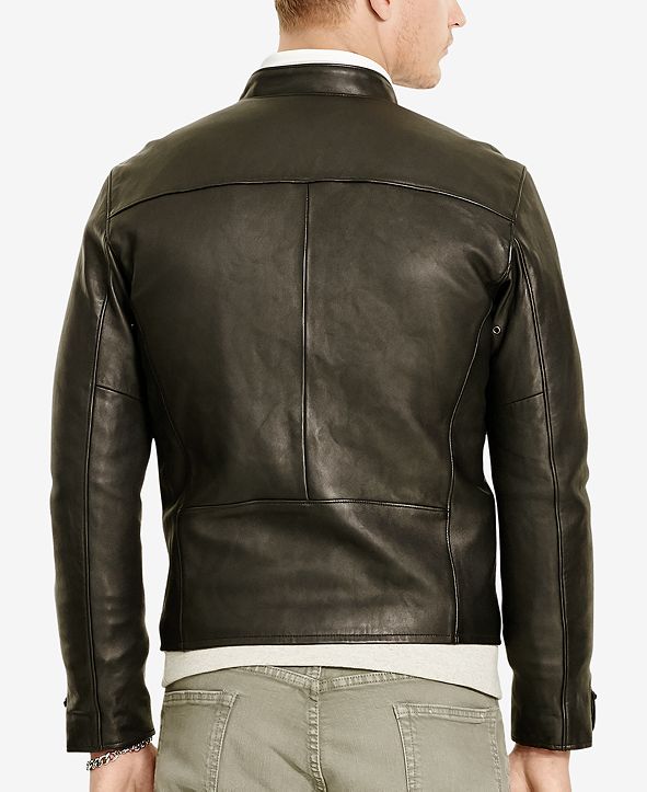 Polo Ralph Lauren Men's Café Racer Leather Jacket & Reviews - Coats ...