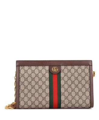 Бывшая в употреблении сумка Gucci Medium Ophidia на цепочке через плечо из холщовой ткани с покрытием GG коричневого цвета