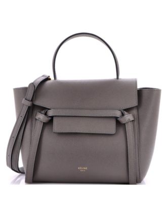 Бывшая в употреблении поясная сумка Celine Nano из текстурированной кожи серого цвета