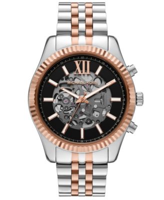 Мужские часы Michael Kors Lexington с автоматической трехстрочкой и двухцветными циферблатами из нержавеющей стали 45mm multi
