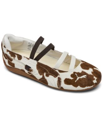 Балетки Puma Big Girls Speedcat Ballet с коровьим принтом Mary Jane от Finish Line коричневого цвета