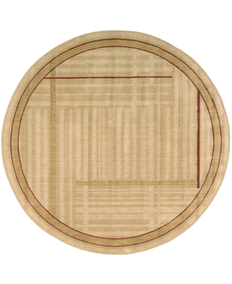 Nourison Round Area Rug, Somerset ST17 Lines Gold 5 6   Rugs