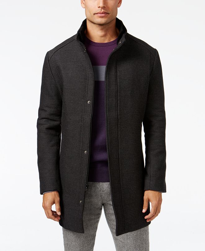 Alfani Men's Mock Collar Textured Top Coat, Created for Macy's ...