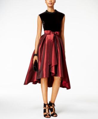 velvet and taffeta dress