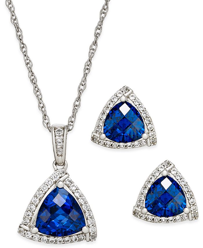 Macy's Lab-Created Blue Sapphire (3 ct. t.w.) and White Sapphire (1/3 ...