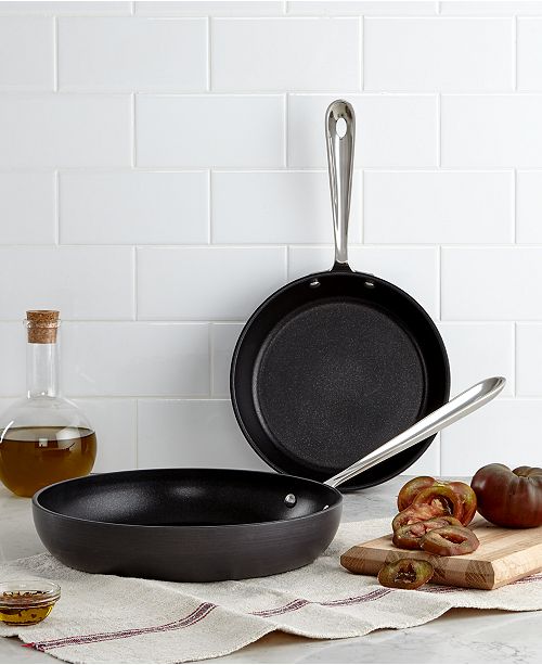 All Clad Hard Anodized 8 10 Fry Pan Set Reviews Cookware Kitchen Macy S