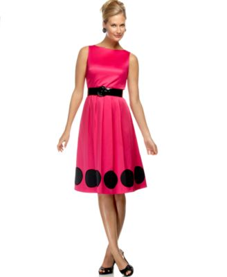 O Oscar Belted Dot-Hem Dress