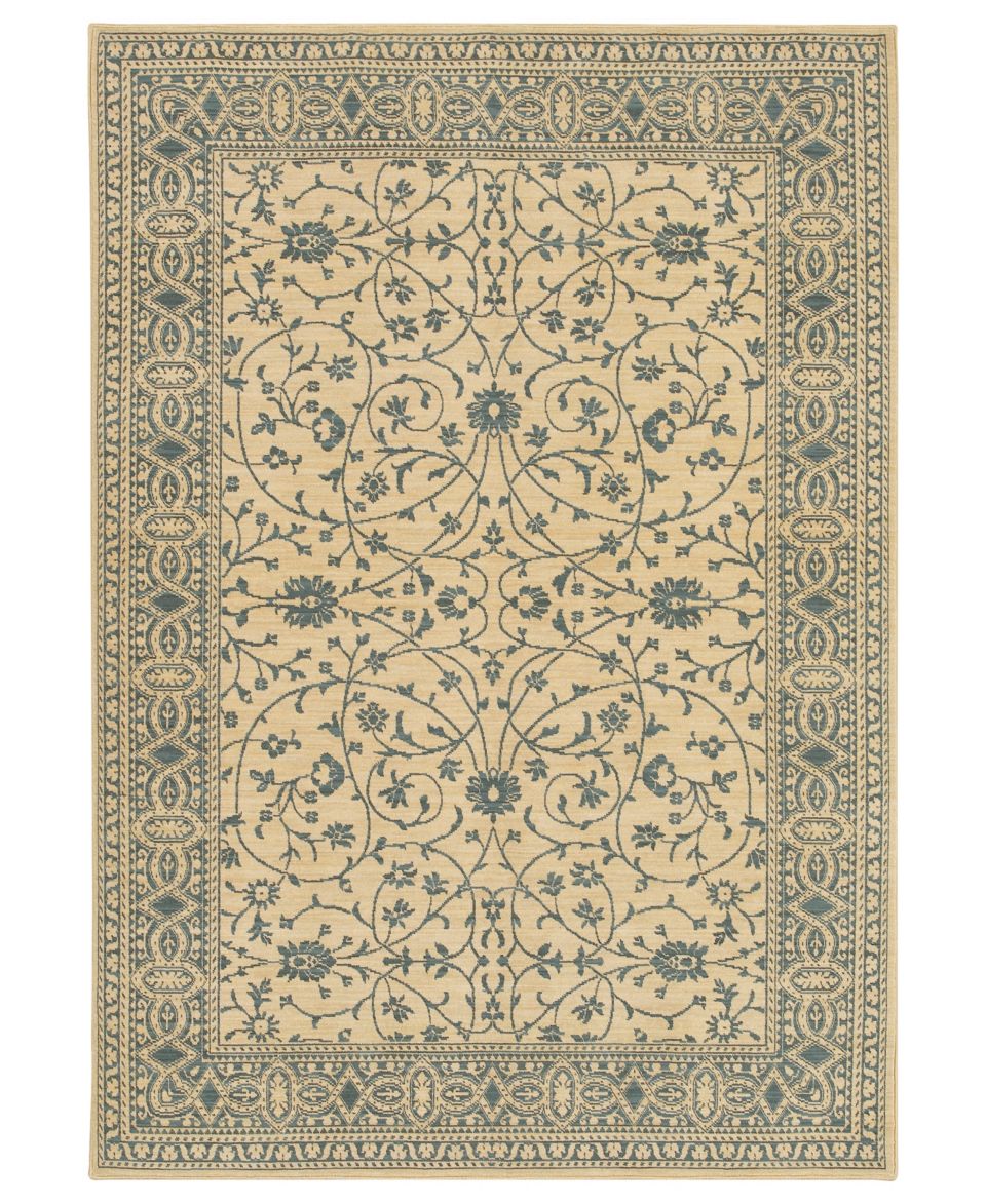 Area Rug, English Manor Somerset Lane Ivory/Blue 5 7 x 7 11