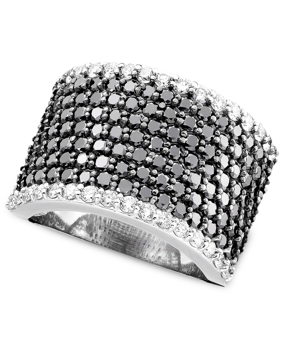 Effy Collection 14k White Gold Ring, Black and White Diamond Band (2 3