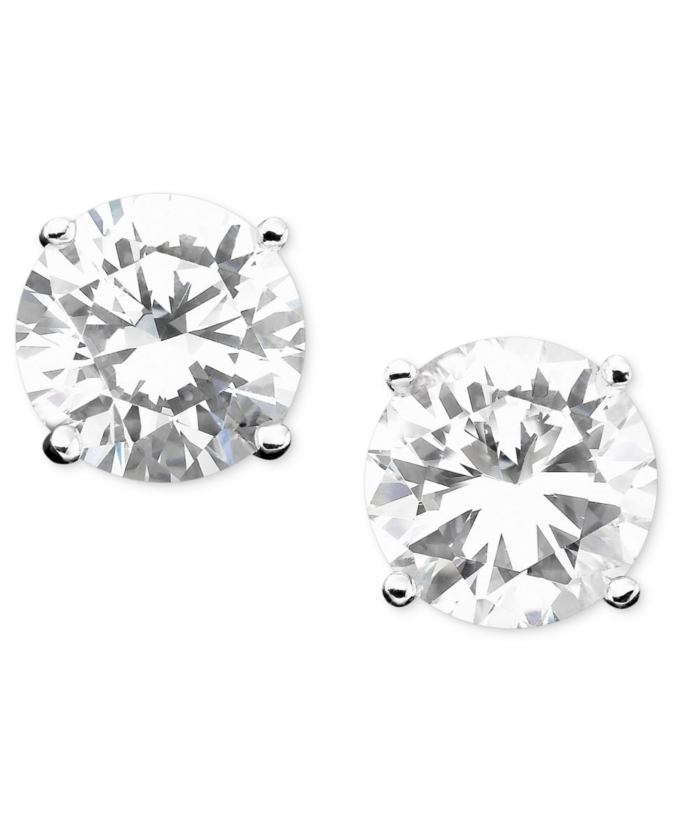 CRISLU Earrings, Platinum over Sterling Silver Round Cut Cubic