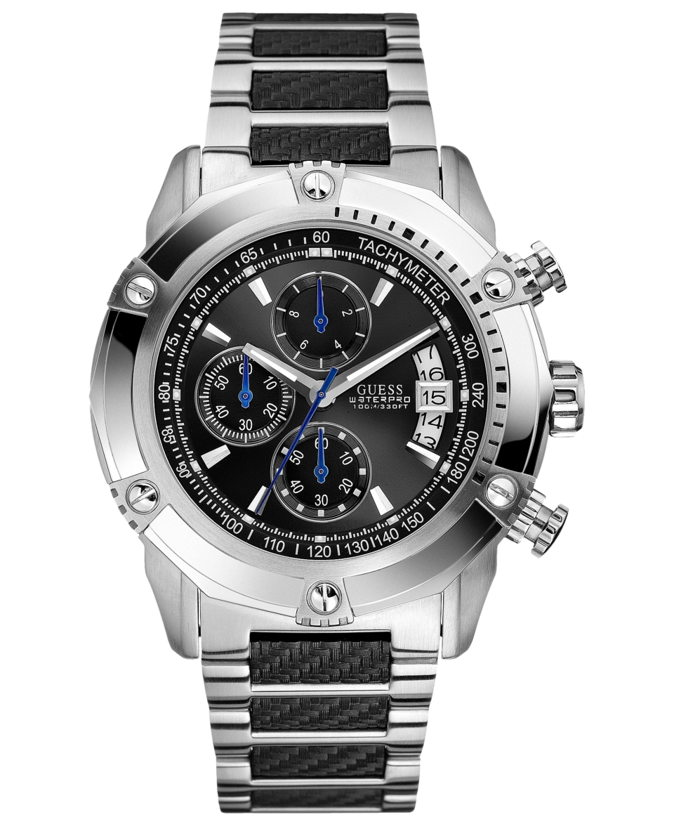 GUESS Watch, Mens Chronograph Stainless Steel and Carbon Fiber