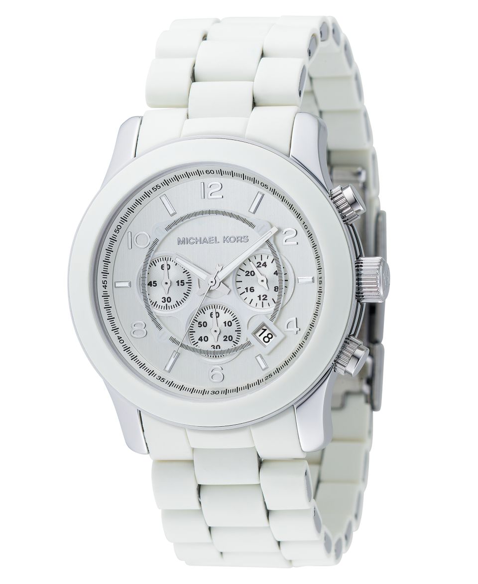 Michael Kors Watch, Mens Chronograph Scout White Silicone Strap 43mm