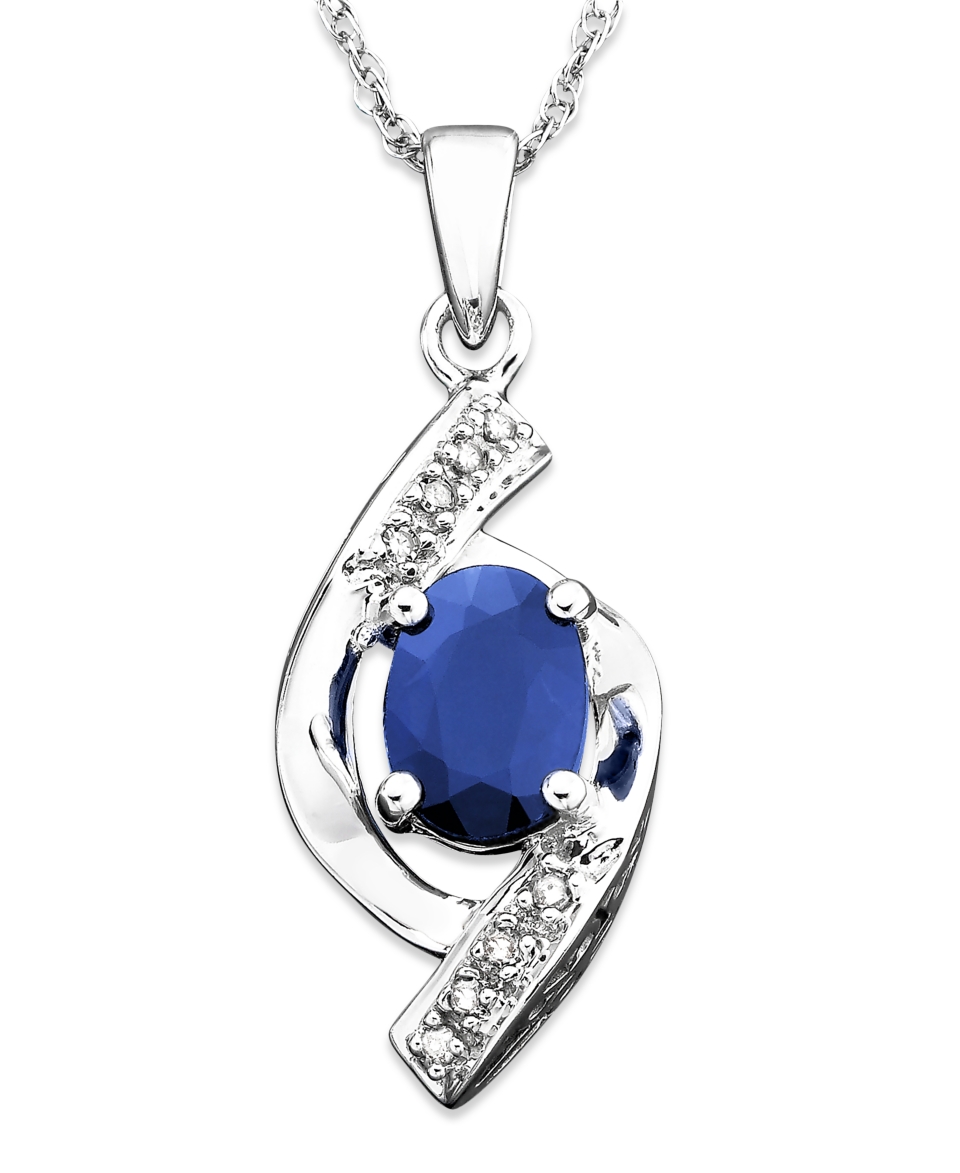 10k White Gold Sapphire (3/4 ct. t.w.) & Diamond Accent Oval Swirl