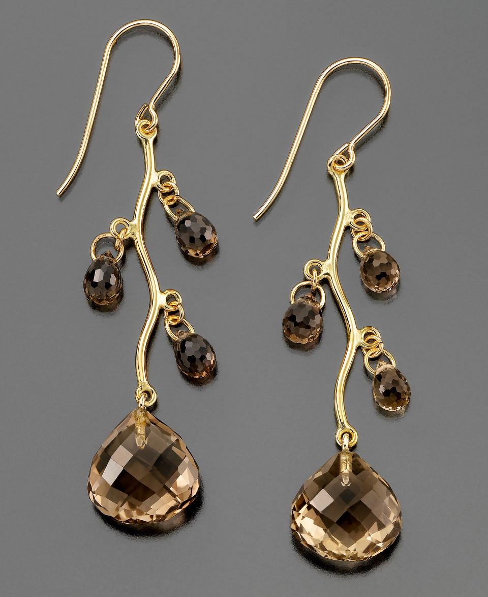 14k Gold Earrings, Smoky Quartz Drop (7 19/24 ct. t.w.)