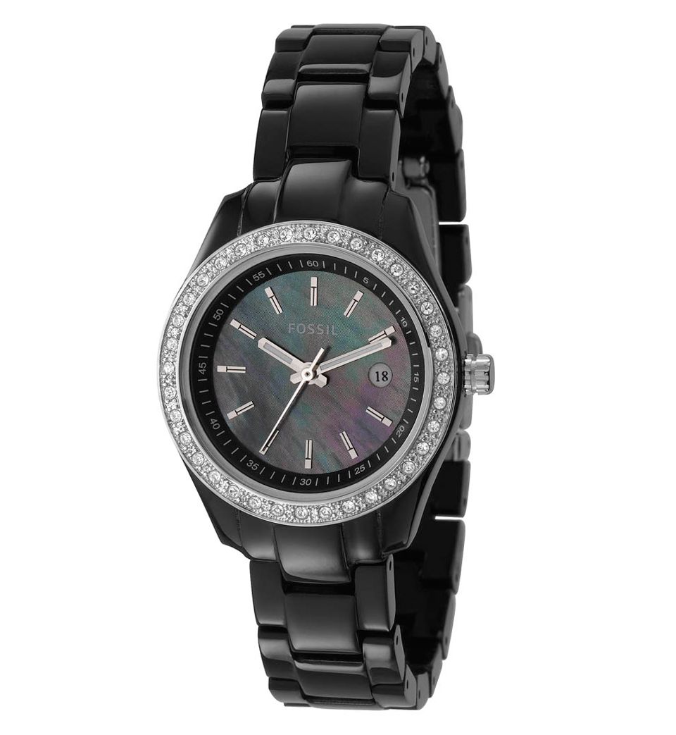 Fossil Watch, Womens Stella Black Plastic Strap 30mm ES2436