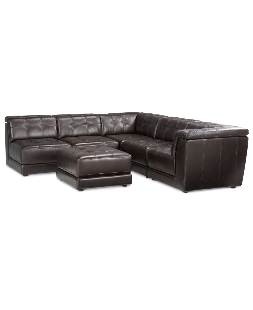 Stacey Leather Living Room Furniture Sets & Pieces, Modular Sectional