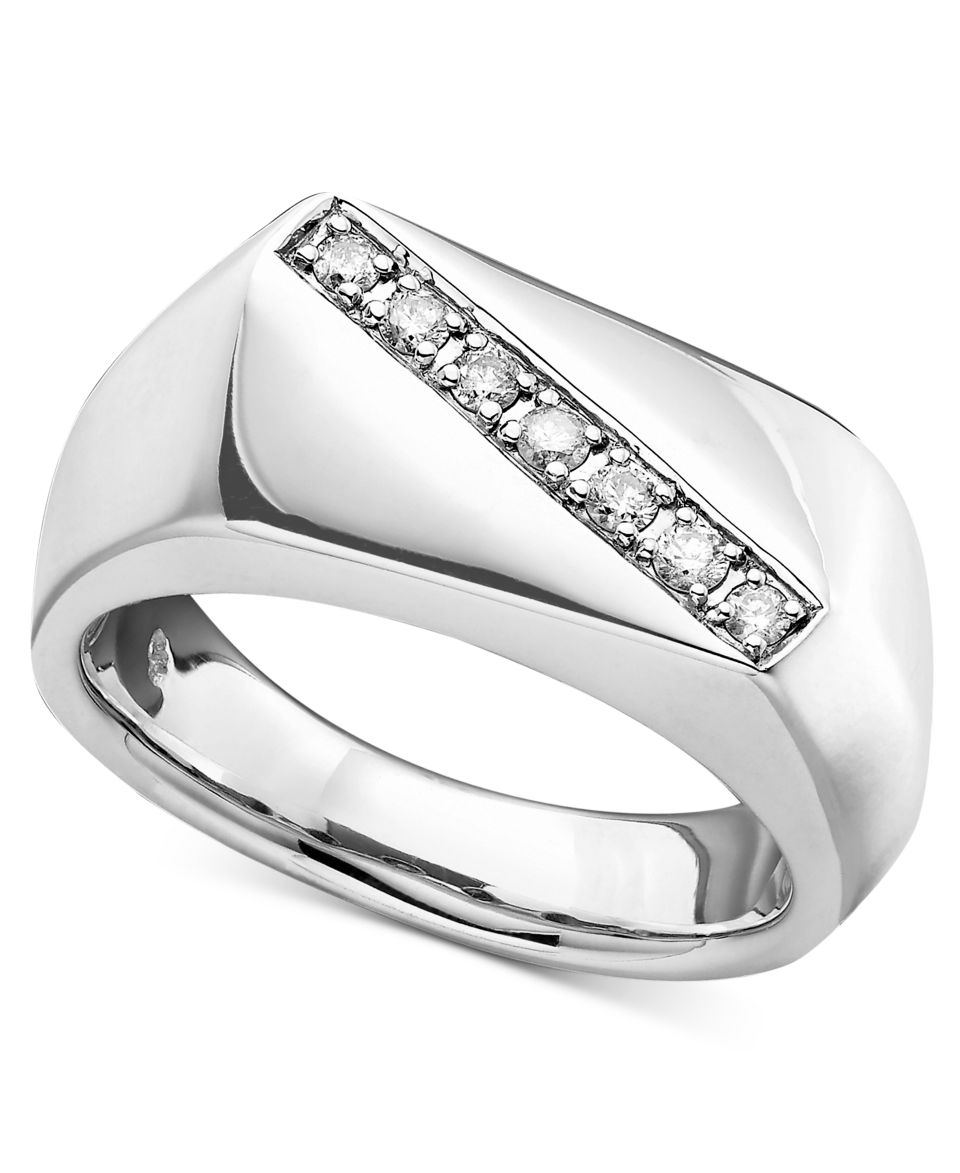 Mens Sterling Silver Ring, Diamond Five Stone (1/5 ct. t.w.)   Rings   Jewelry & Watches