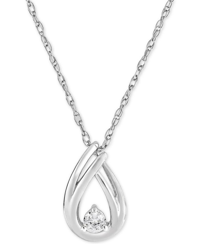 Macy's Diamond Pendant Necklace (1/10 ct. t.w.) in 10k White Gold