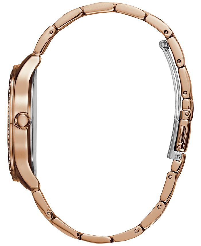 GUESS Women's Rose Gold-Tone Stainless Steel Bracelet Watch 37mm ...