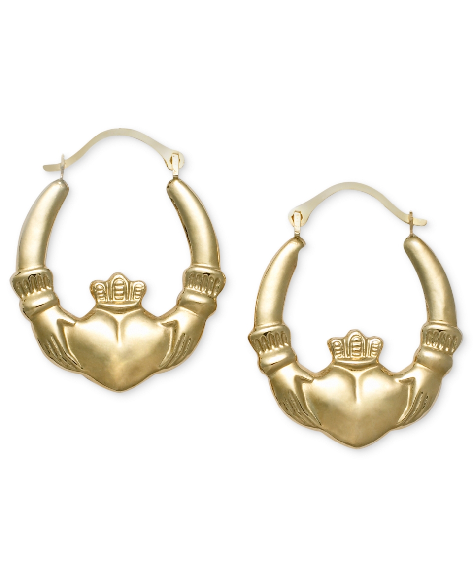 10k Gold Earrings, Claddagh Hoops   Earrings   Jewelry & Watches