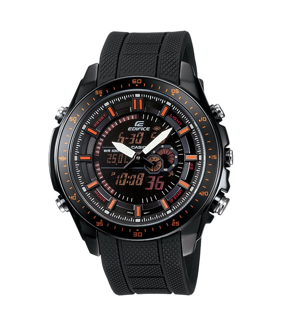 Casio Watch, Mens Digital Analog Edifice Black Label Black Resin