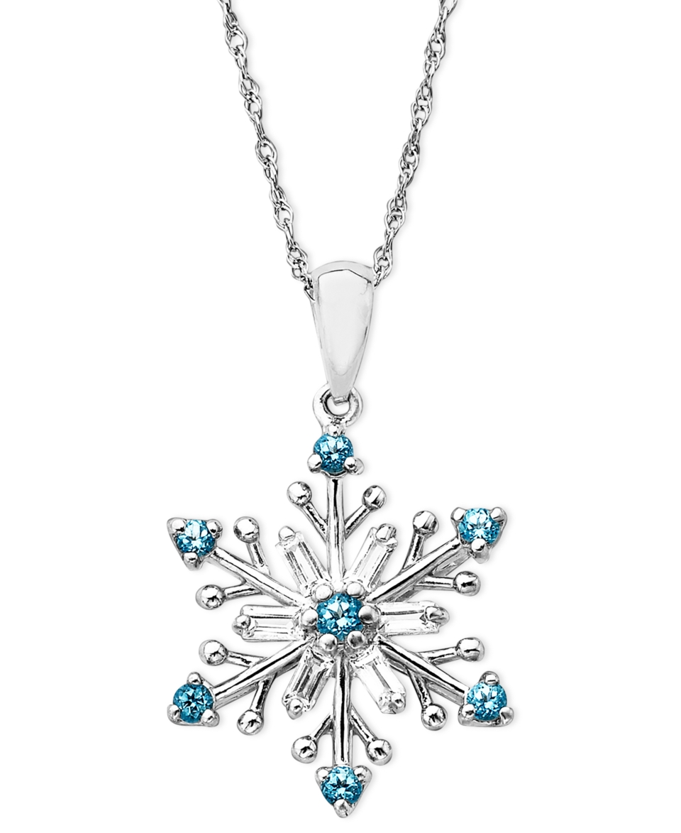 Sterling Silver Necklace, Blue Topaz (3/8 ct. t.w.) and White Topaz (3 