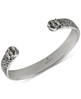gucci bracelet in silver with feline head