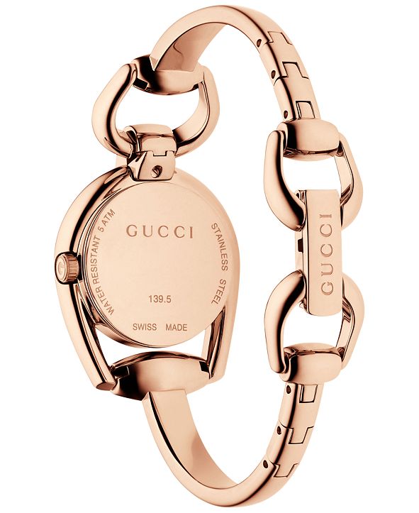 Gucci Women's Swiss Horsebit Rose GoldTone PVD Bangle Bracelet Watch