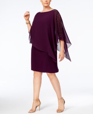 XSCAPE Plus Size Beaded Chiffon Popover Dress & Reviews - Dresses ...