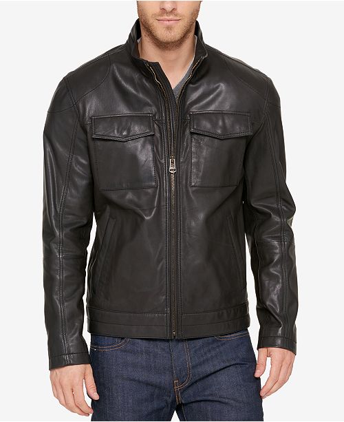Cole Haan Men S Leather Trucker Jacket Reviews Coats Jackets Men Macy S