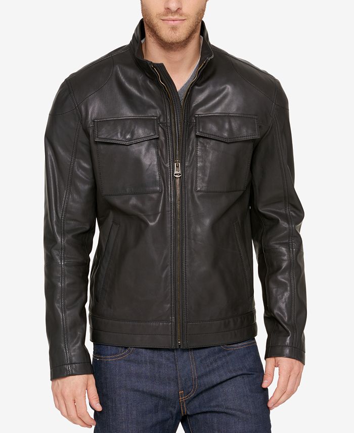 Cole Haan Men's Leather Trucker Jacket & Reviews - Coats & Jackets ...