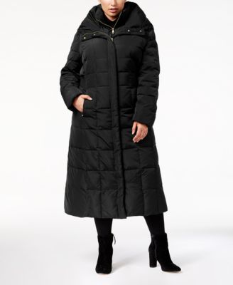 plus size long black puffer coat