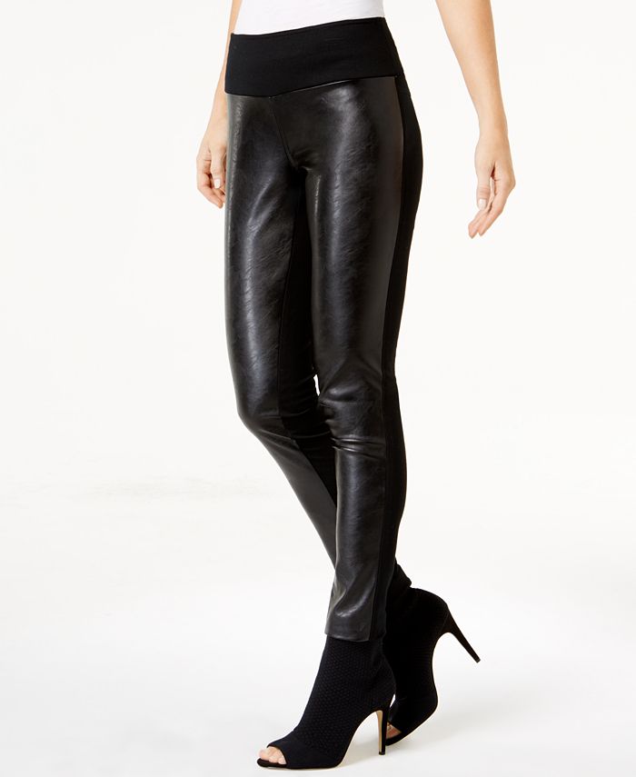INC International Concepts INC Faux-Leather-Front Skinny Pants, Created ...