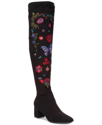 over the knee embroidered boots