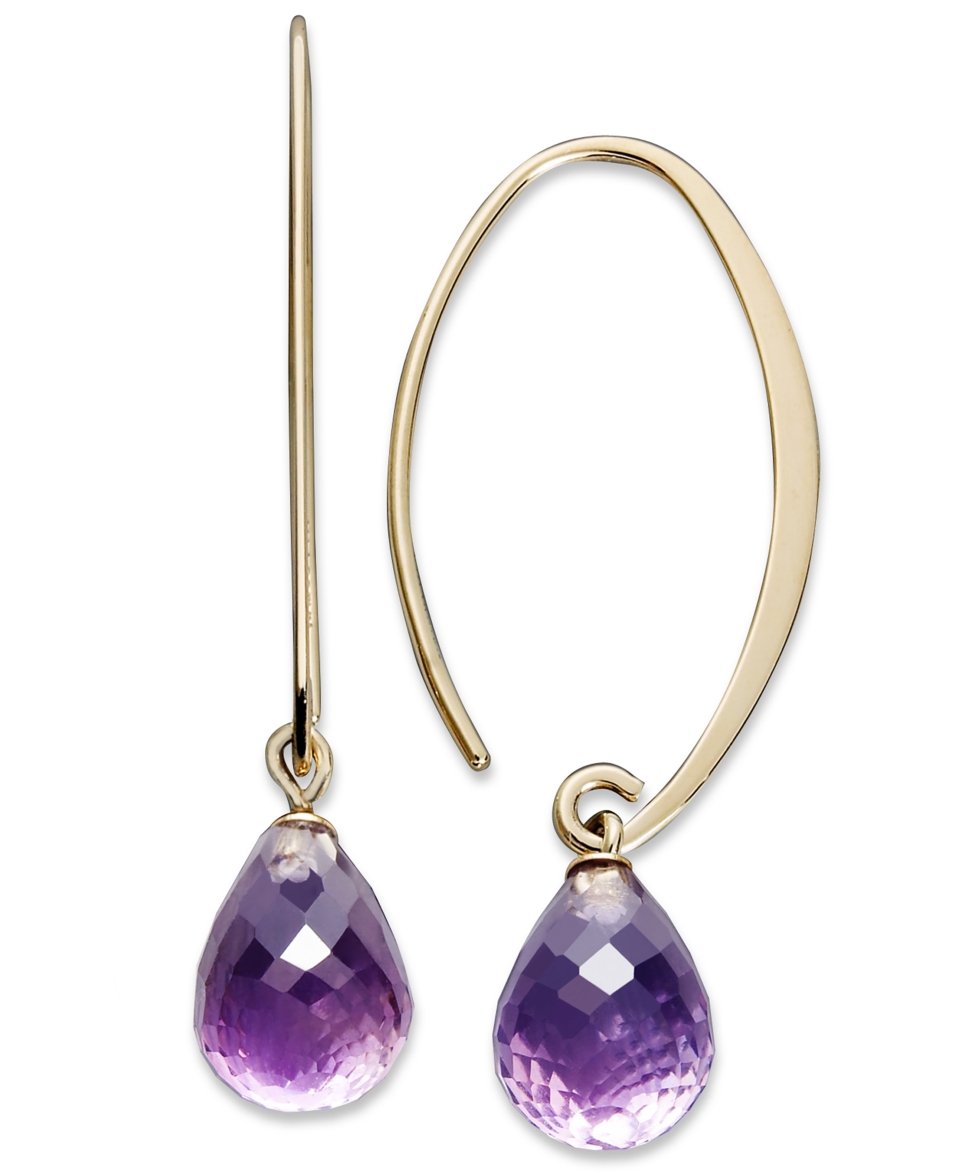 14k Gold Earrings, Amethyst Brio Long Hoop (6 1/2 ct. t.w.)   Earrings