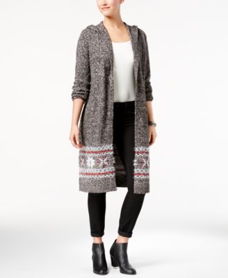 fair isle hooded cardigan