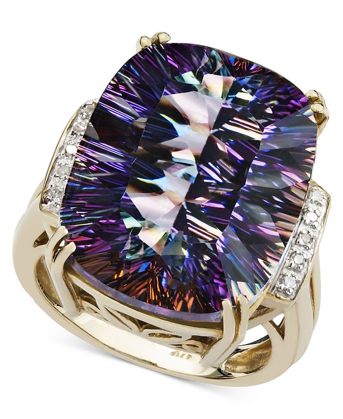 Macy's Mystic Topaz (11 ct. t.w.) and Diamond Accent Ring in 14k Gold ...