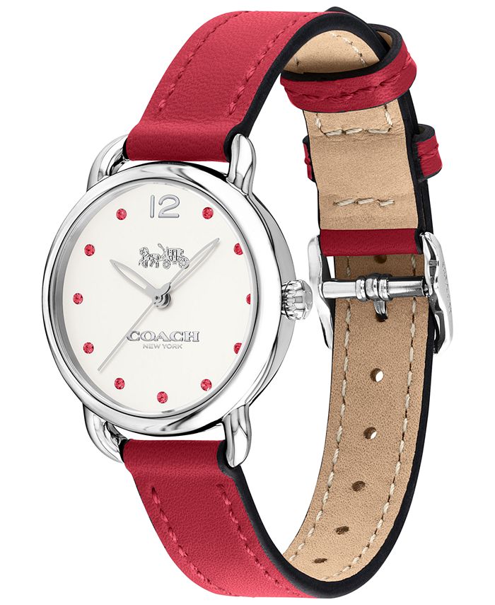 COACH Women's Delancey Red Leather Strap Watch 28mm & Reviews Macy's