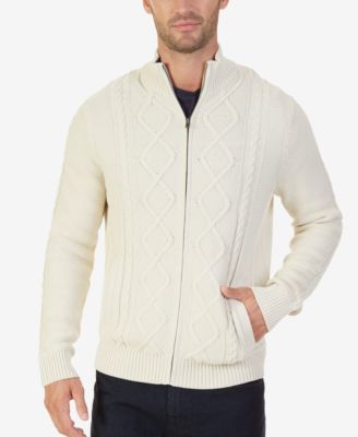 full zip cable knit sweater