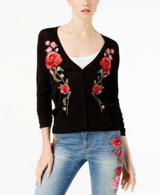 rose embroidered cardigan
