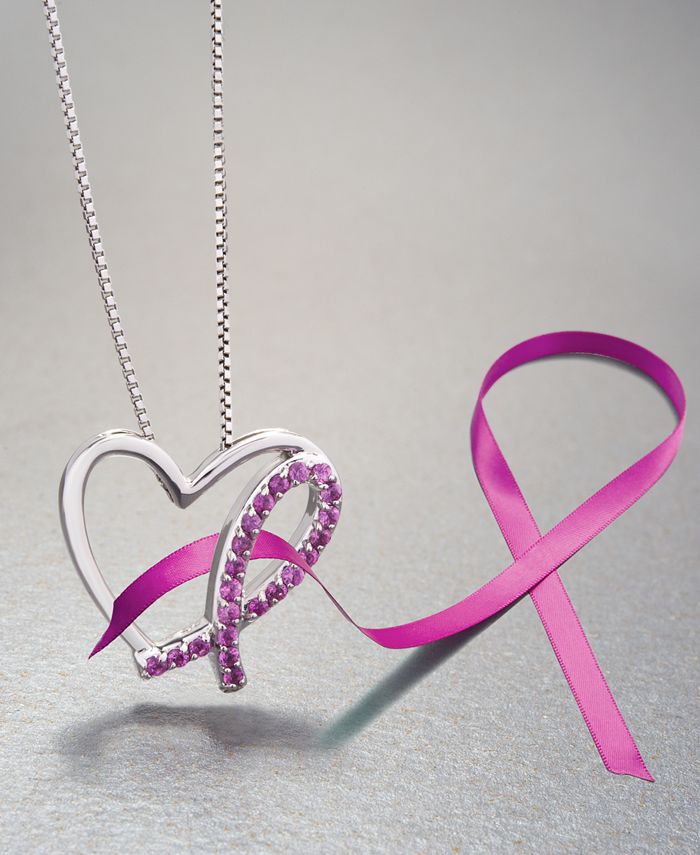 Macy's Pink Sapphire Breast Cancer Awareness Pendant ...