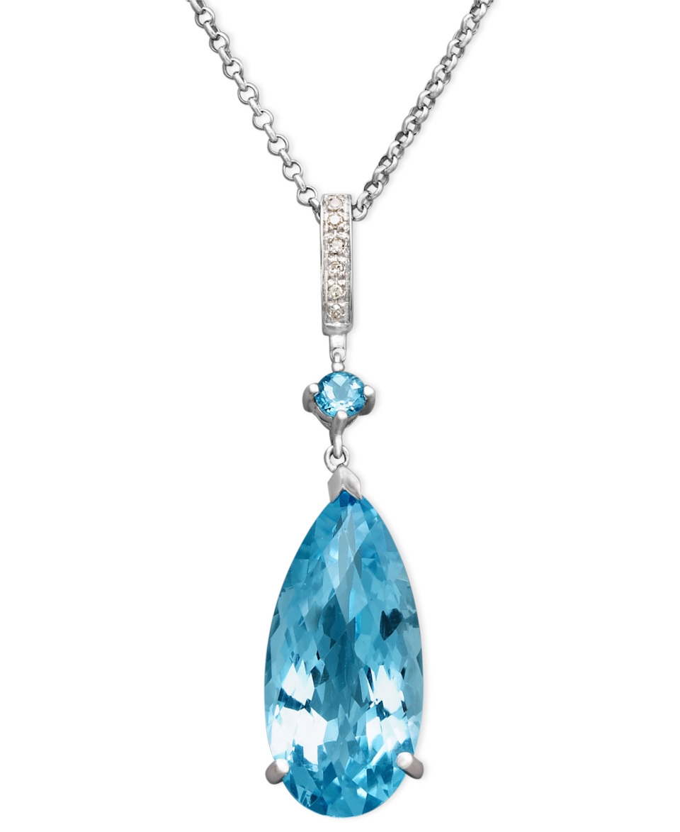 Sterling Silver Necklace, Blue Topaz (16 1/2 ct. t.w.) and Diamond