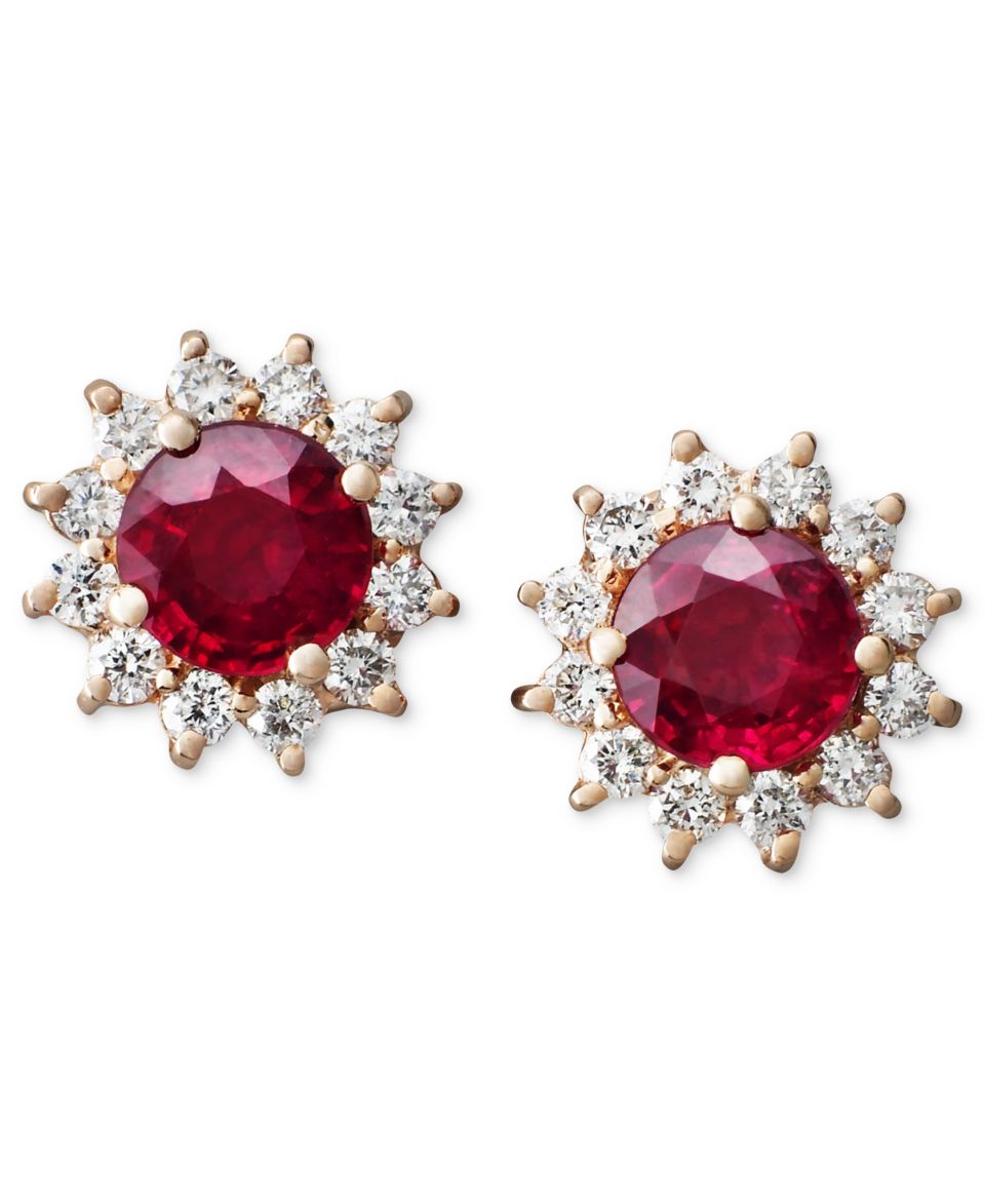 Royalty Inspired by Effy Collection 14k Rose Gold Earrings, Ruby (2 ct