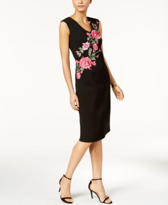 floral embroidered sheath dress