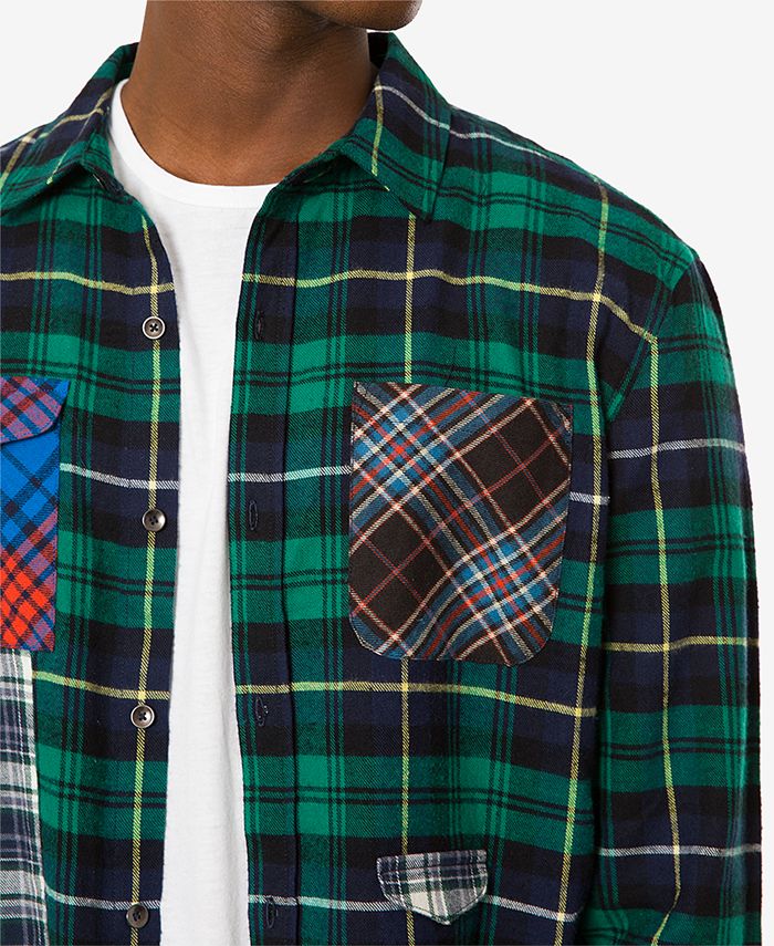 Jaywalker Men's Pieced Patchwork Plaid Flannel Shirt & Reviews Casual