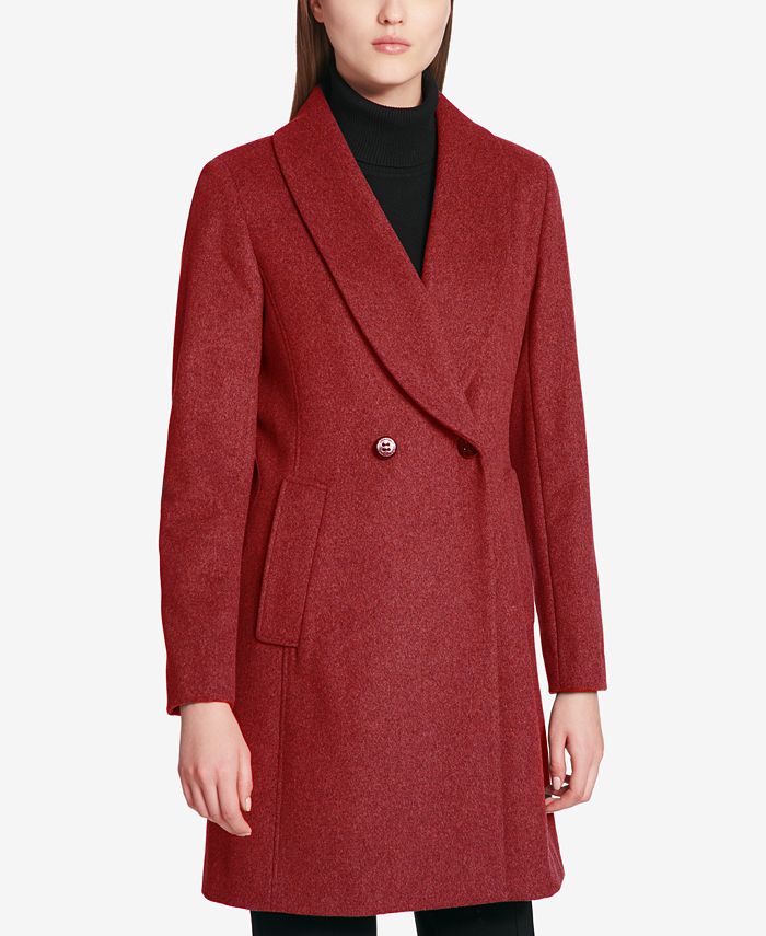 Calvin Klein Wool-Cashmere Blend Coat with Shawl Collar & Reviews ...