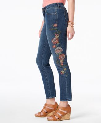 Curvy Embroidered Skinny Jeans, Created 