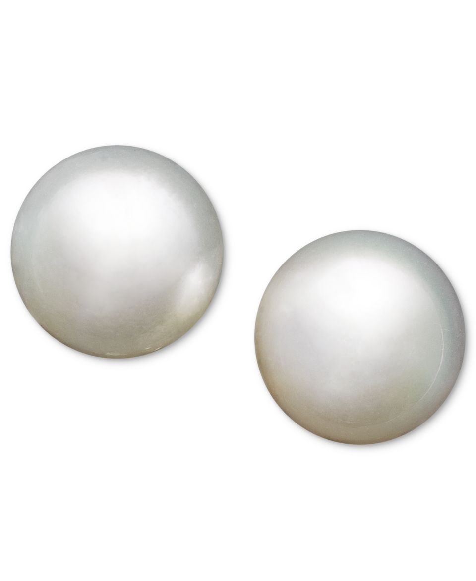Pearl Earrings, 14k Gold AA+ Cultured Freshwater Pearl Stud Earrings (12mm)   Earrings   Jewelry & Watches